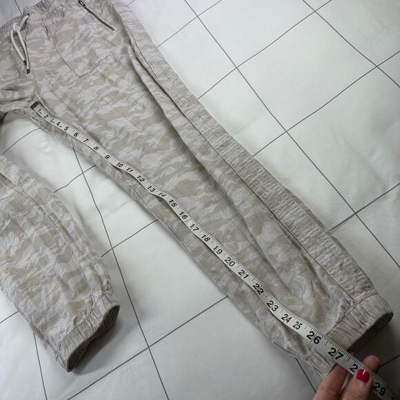 Athleta Pants Womens 4 Cream Camo Cabo Tide Linen Jogger Drawstring Lightweight - Picture 11 of 13